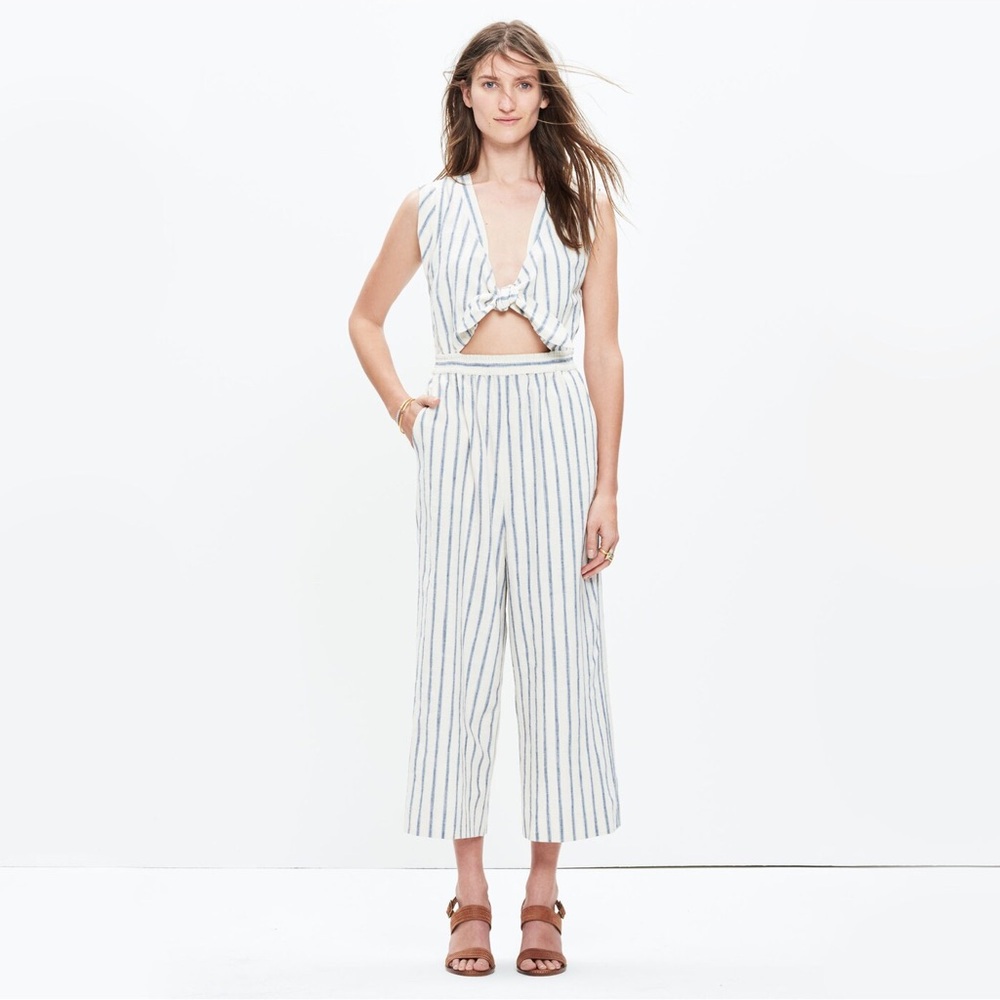 MADEWELL Tie-Front Culotte Jumpsuit Ikat Stripe 2